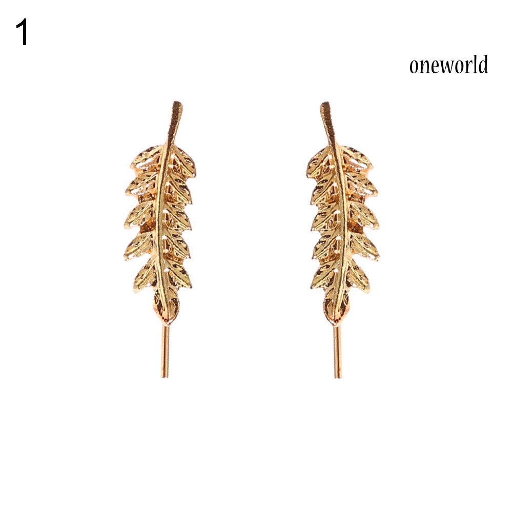 OW@ Fashion Women Party Jewelry Decor Elegant Plant Leaf Pattern Sweep Earrings