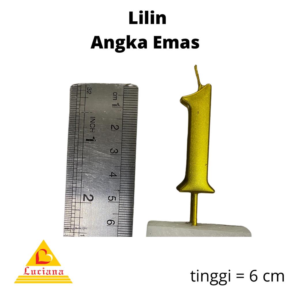 Lilin Angka Ulang Tahun Ultah / Birthday Numeric Candle / Birthday Number Candle Warna Gold Metalik