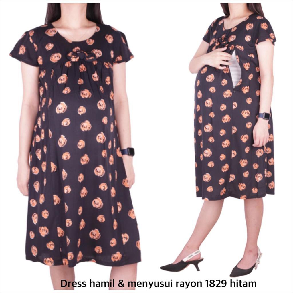 Dress hamil menyusui 1829 rayon baju hamil