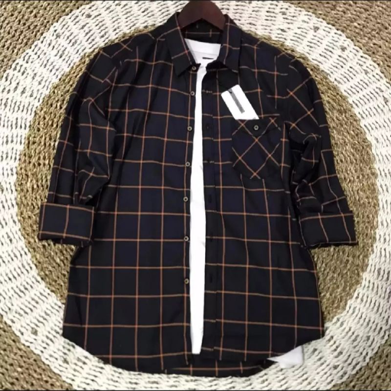 KEMEJA PANTAI PRIA LENGAN PANJANG KEMEJA FLANEL CASUAL