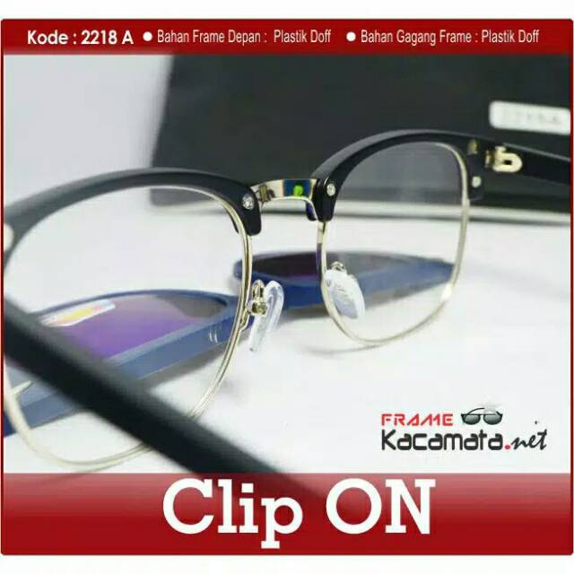 kacamata clip on 2218+lensa minus polarized hitam magnet -sanglaz pria wanita