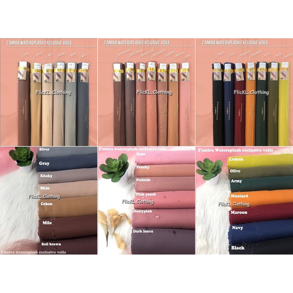 Bahan Kain Voal Z’amira Zamira Watersplash Exclusive Voile Jilbab Hijab Rollan