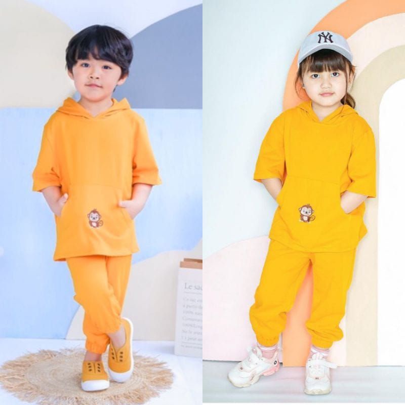 Setelan anak  hoodie lily unisex original lucuna by smilee / setcel anak polos