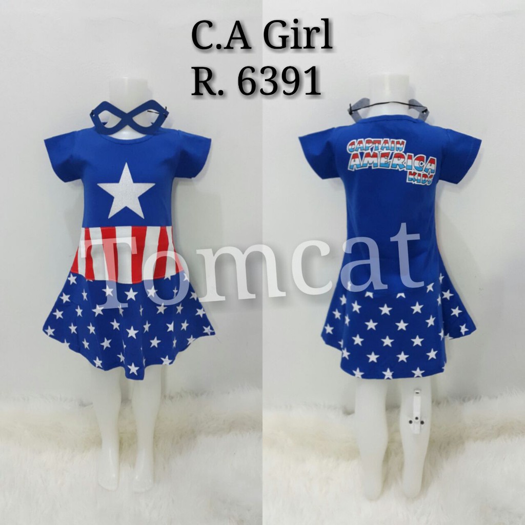 Kostum Anak Perempuan Captain America Girl Marvel Dress Baju Karakter Superhero