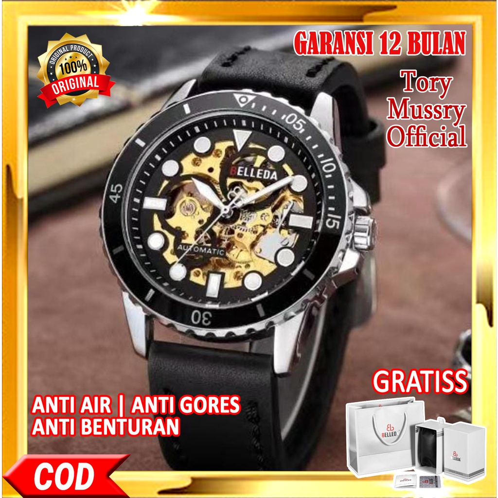 【BELLEDA PREMIUM】Jam Tangan Pria Original Men Watch Otomatis Automatic 9352 Analog Kulit Fashion Pri
