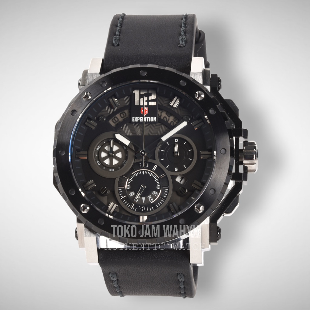 Expedition 6402 MCLTBBA Jam Tangan Pria - Silver - Black Leather Strap