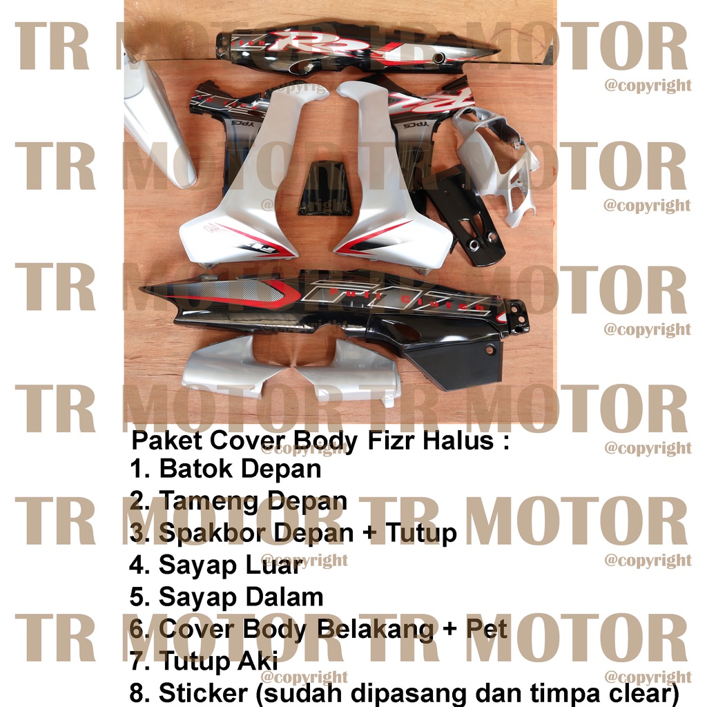 Cover Body Fizr F1zr Full Clutch Hitam Silver Full Set Halus Cover Bodi Yamaha Fiz r