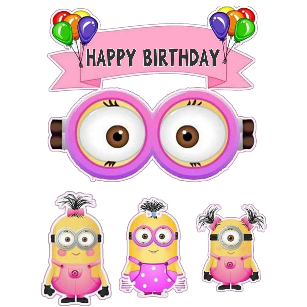 

TOPPER CAKE CUSTOM ULANG TAHUN / HIASAN KUE MINION GIRL