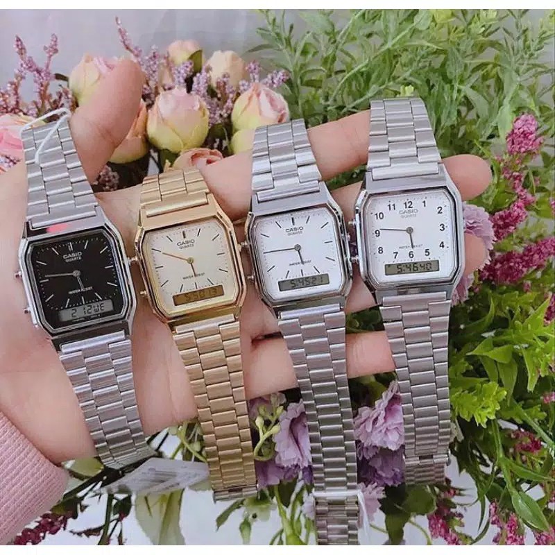 Jam Tangan Rantai Dual Time Rantai Kotak Desain Minimalis Luxury | Jam Tangan Terbaru Pria & Wanita