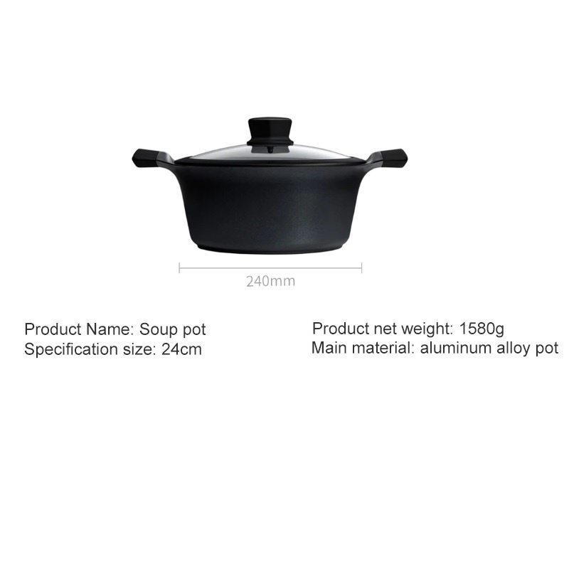 HUOHOU HU0072 - Non-Stick Cookware Soup Pot Stock Pot 24cm - Panci Anti Lengket