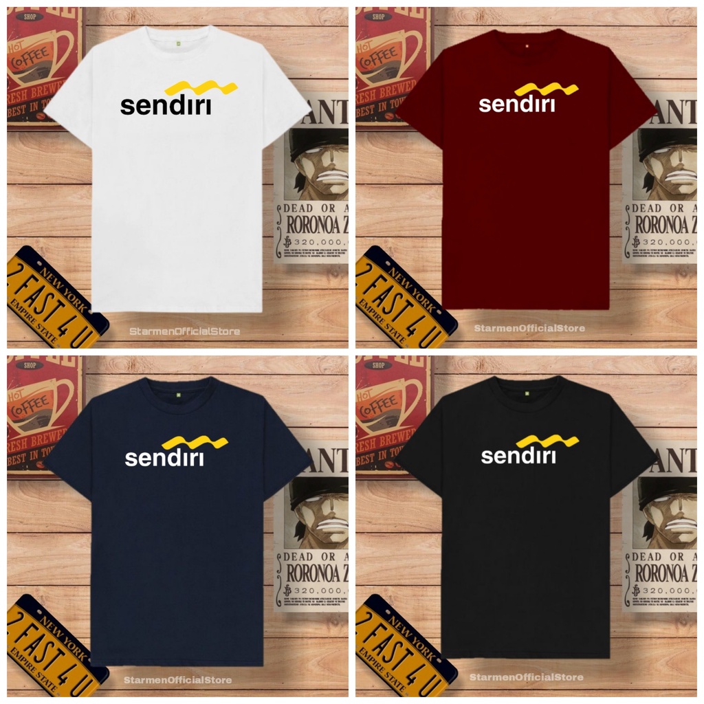 Kaos Distro Unisex SENDIRI Katun Combed 30s / sablon polyflex /polyflex premium / Pakaian Pria Wanita Atasan Cowok Cewek /kaos kekinian / kaos viral / tshirt tumbrl tee basic /SIZE M , L , XL , XXL / kaus oblong oversize kaos murah best seller ready