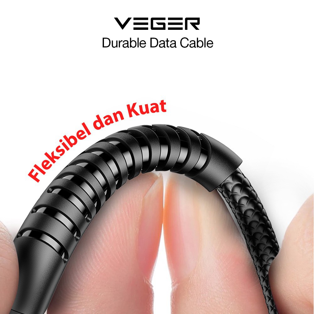 1 KALENG KABEL DATA VEGER V110 MICRO 3.0A FAST CHARGING MICRO USB PANJANG 100cm  1 KALENG