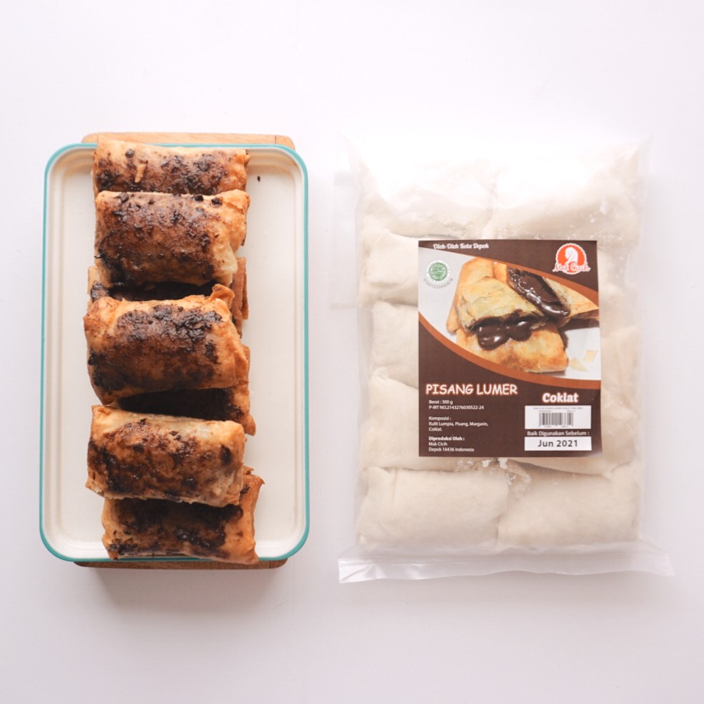 

Snack Frozen Pisang Lumer Coklat - Cemilan Ringan Piscok Meler Siap Goreng - Mak Cicih