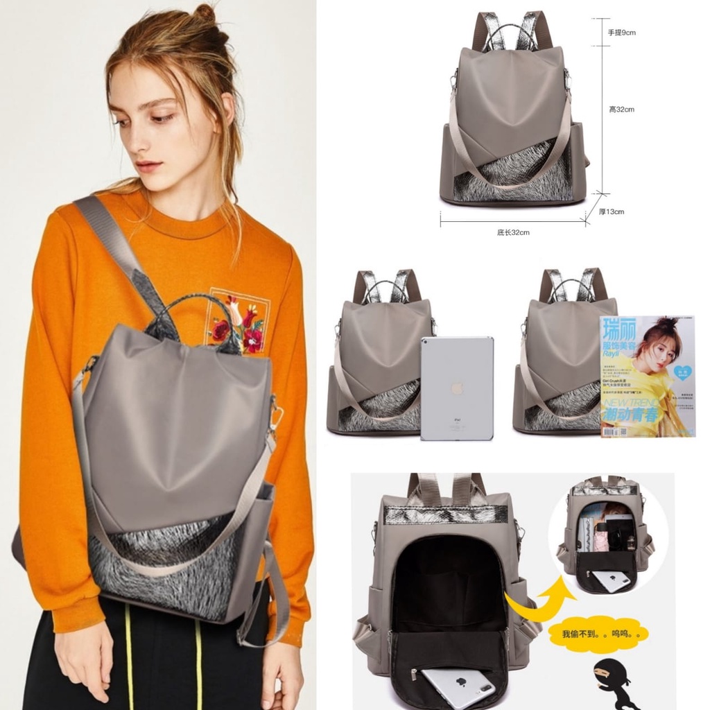 TAS RANSEL WANITA KOREA PREMIUM IMPORT RAVENA BESAR BACKPACK GENDONG SEKOLAH KULIAH KERJA BATAM ORI