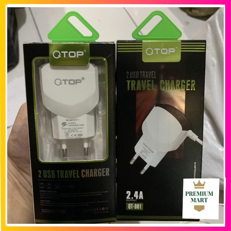 QTOP Charger 2.4A Fast Charging Include Kabel Micro USB GARANSI