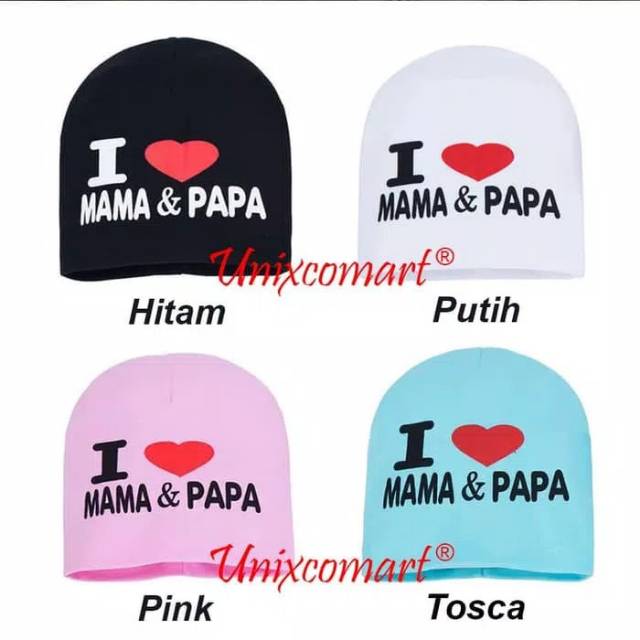 I Love Mama Papa Topi Kupluk Anak Bayi