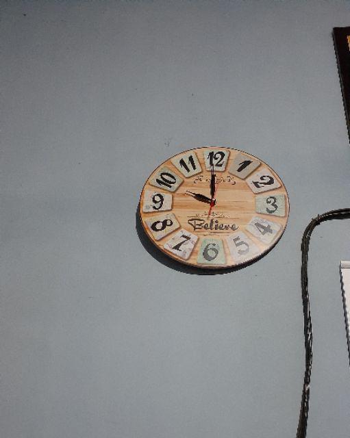 221 Jam Dinding Unik Murah Lucu Motif Kayu believe Hiasan Ruang Interior