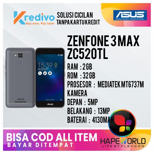 ASUS ZENFONE 3 MAX ZC520TL [32GB/2GB] HP ANDROID MURAH GARANSI RESMI