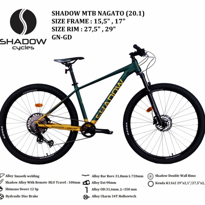 Sepeda gunung MTB SHADOW NAGATO 20.1 (27.5-29) inch