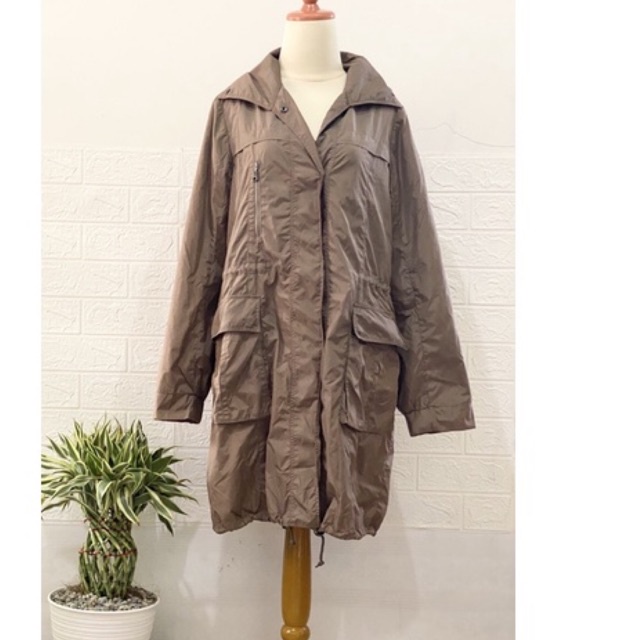 jaket coat ELLE parasut coklat parka panjang second preloved murah banget