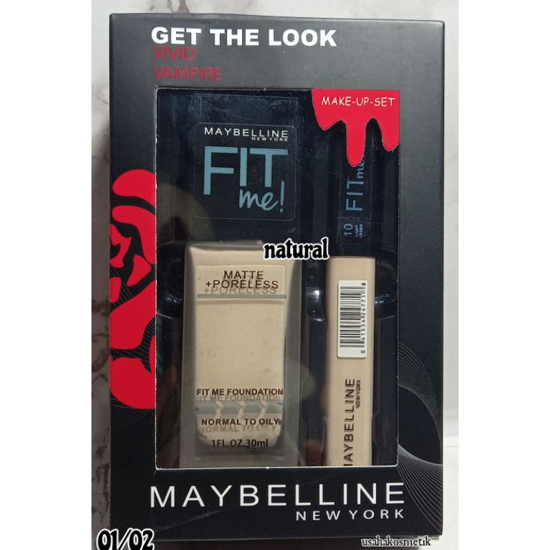 TERMURAH MAKE-UP SET MAYBELLINE 2IN1  FOUNDATION MATTE PORELESS + CONCEALER NO.3302 | 3384