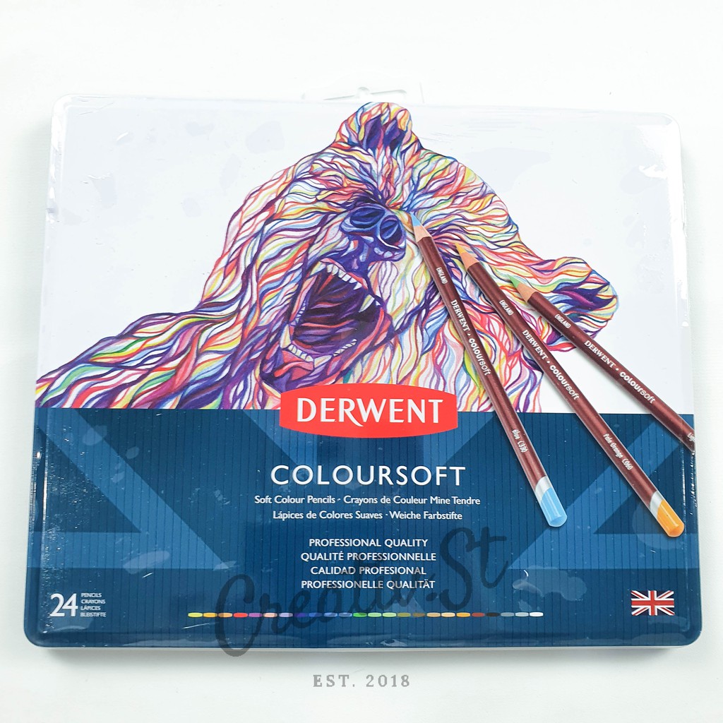 

Derwent Colorsoft 24 Tin Case Color Pencil Pensil Warna