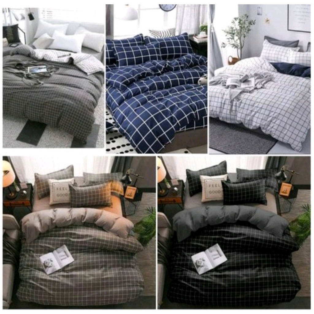 Sprei monocrom kotak / Sprei Set 90x200/ Seprai set 120x200/ Sprei set 160x200/ Seprai set 180x200