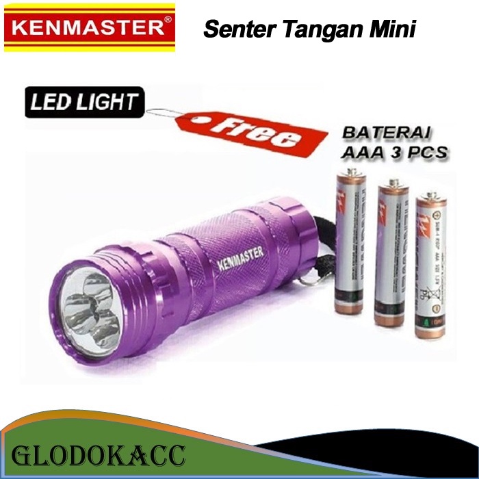 Senter Tangan LED Mini / Kenmaster Senter LED Almunium + Baterai aaa