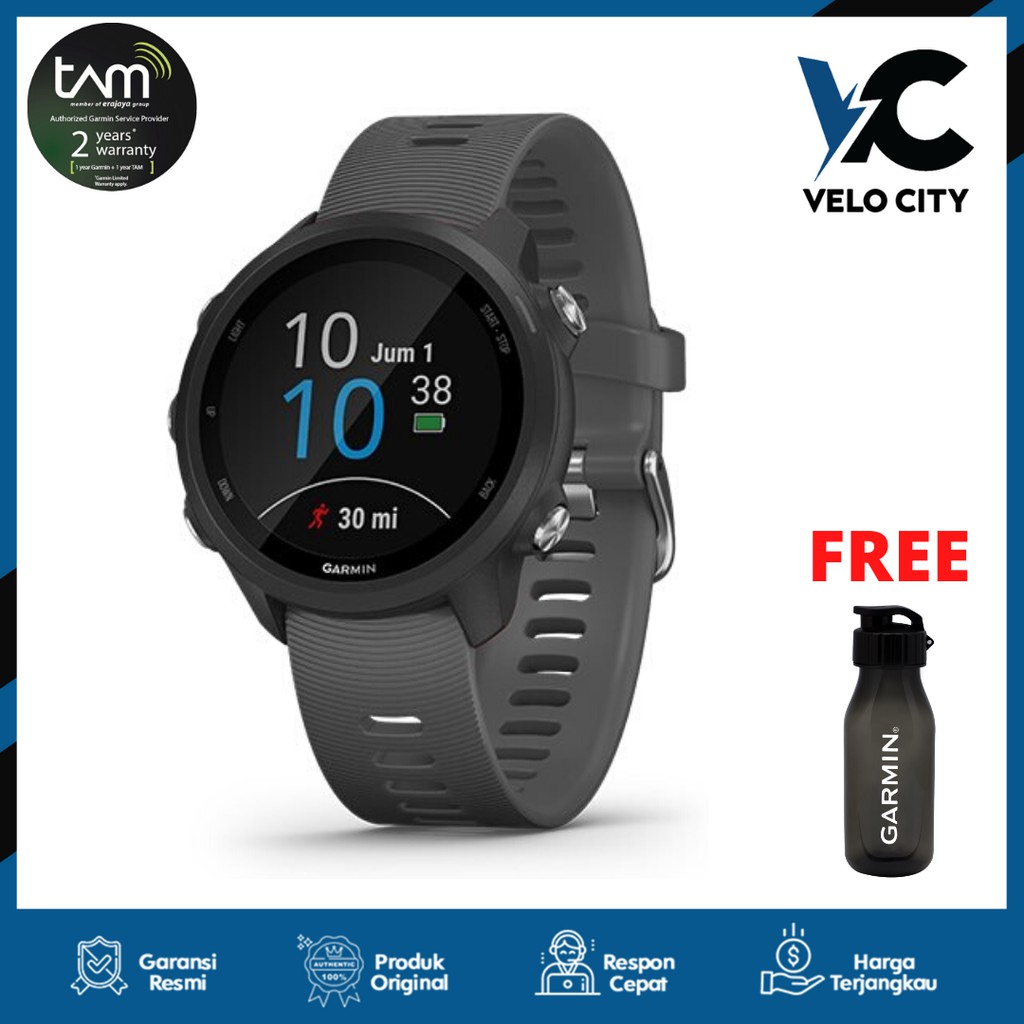 Garmin Forerunner 245 slat grey non music Garansi Resmi TAM 2 Tahun