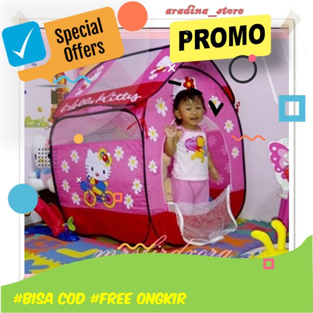 Tenda Rumah Rumahan Anak Castle Mainan Tenda Karakter Jumbo Murah Anak Perempuan Laki Hello Kitty