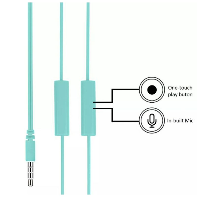 MINISO EARPHONE KABEL DENGAN MIC EARBUDS HEADSET UNIVERSAL MINT GREEN