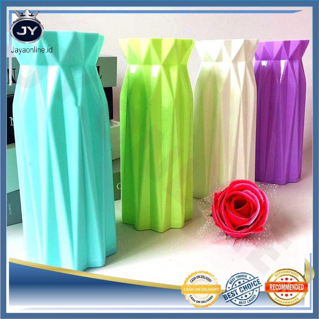 JY Pot Bunga Plastik Zigzag Murah Vas Bunga Geometric Origami Vase Flower Dekorasi Kantor Pot Countainer Tanaman Hias Artificial Flower Plastik Rumah Hiasan Dekorasi Ruang Tamu Import