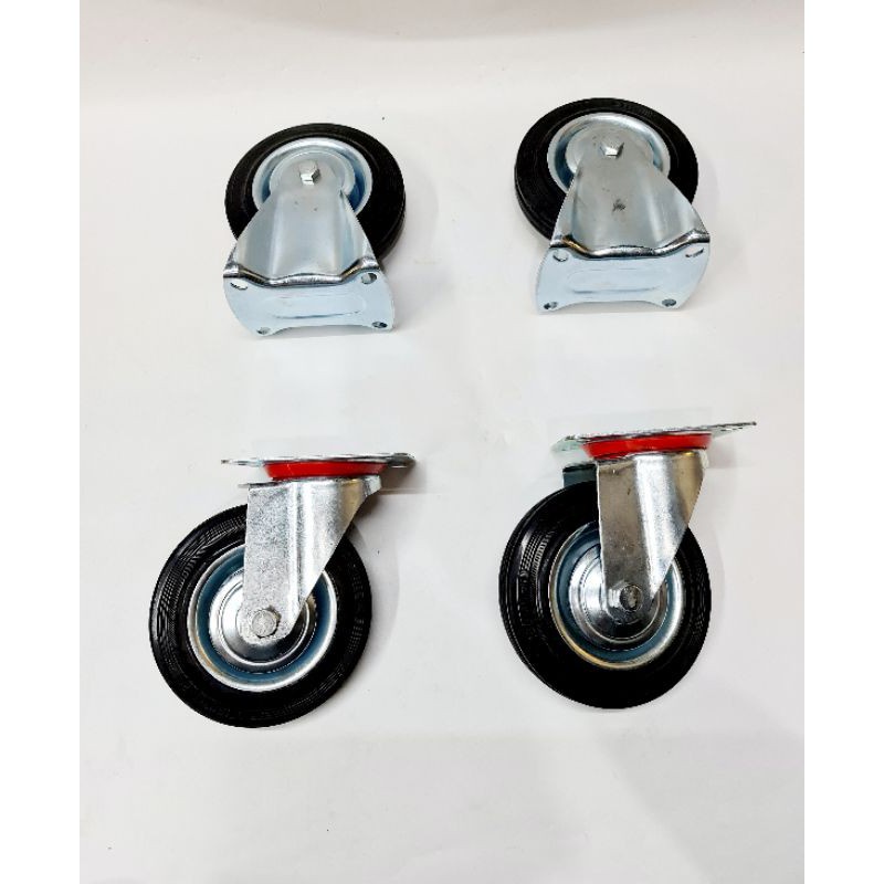 Roda Troli 6inch (2H+2M) Roda Karet 6 inch Roda Gerobak Roda Etalase