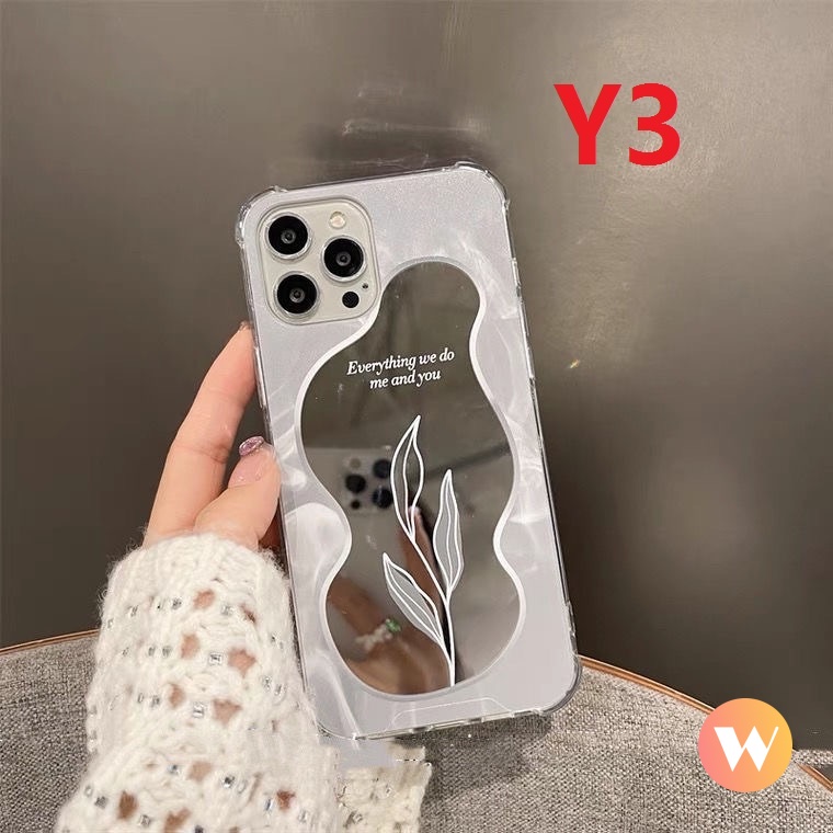 Soft Case TPU Motif Bunga / Bulan / Daun / Cermin Untuk IPhone 13 11 12 Pro Max 7 8 Plus XR X XS Max SE 2020