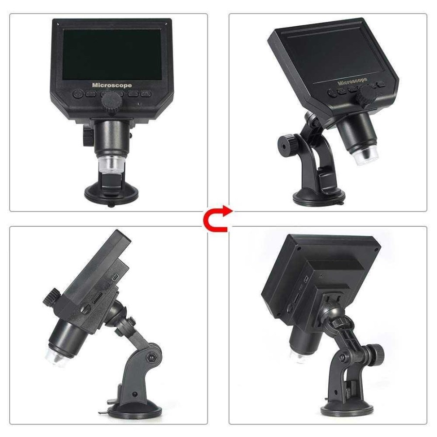 Mikroskop Digital 3.6MP 600X dengan Monitor &amp; Suction Cup Stand-Black