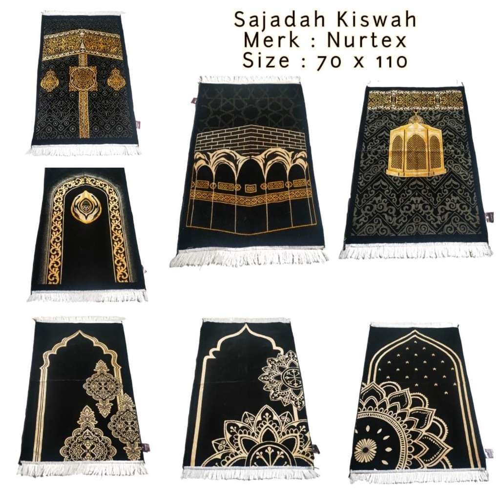 Sajadah Kiswah motif Kiswah Ukuran 70 x 110 Made in Turkiye Sejadah