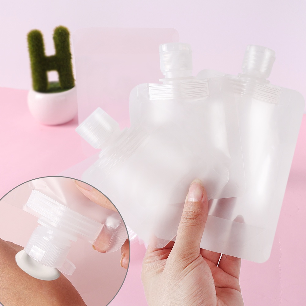 [Grosir] Botol Dispenser Lotion Mini Portable Transparan Reusable Anti Bocor Lembut Collapsible Packaging Bags Travel Flip-up Pencet