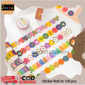 

675 - Sticker Roll Premium Transparan Lucu isi 100 pcs / Sticker Scrapbook / Journaling