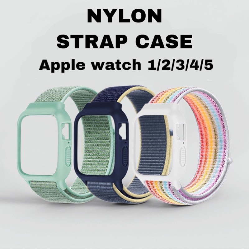 strap casing bumper full protection nylon loop kanvas apple watch iwo iwatch 3 5 6 44mm 40mm 38mm