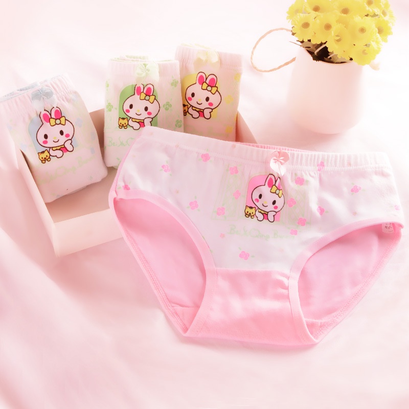 ❤ MIMI ❤ Celana dalam anak perempuan segitiga Motif rumbai lucu Girly rabbit cherry IMPORT