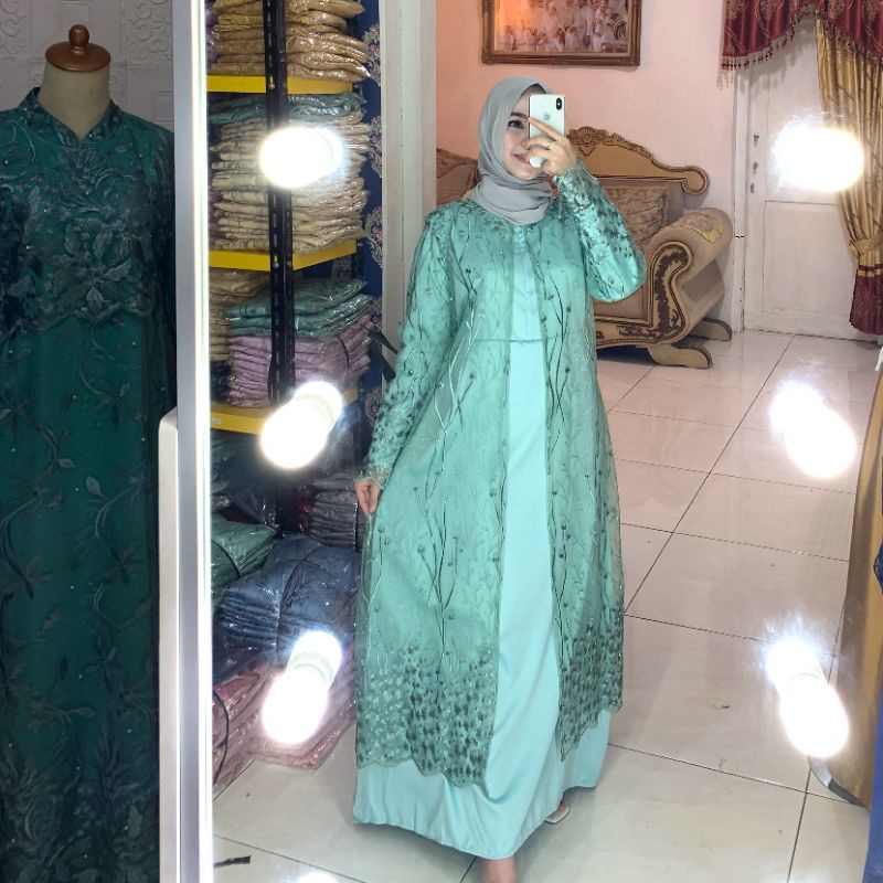 Gamis Kondangan Busui Brukat Tile Hena Dress