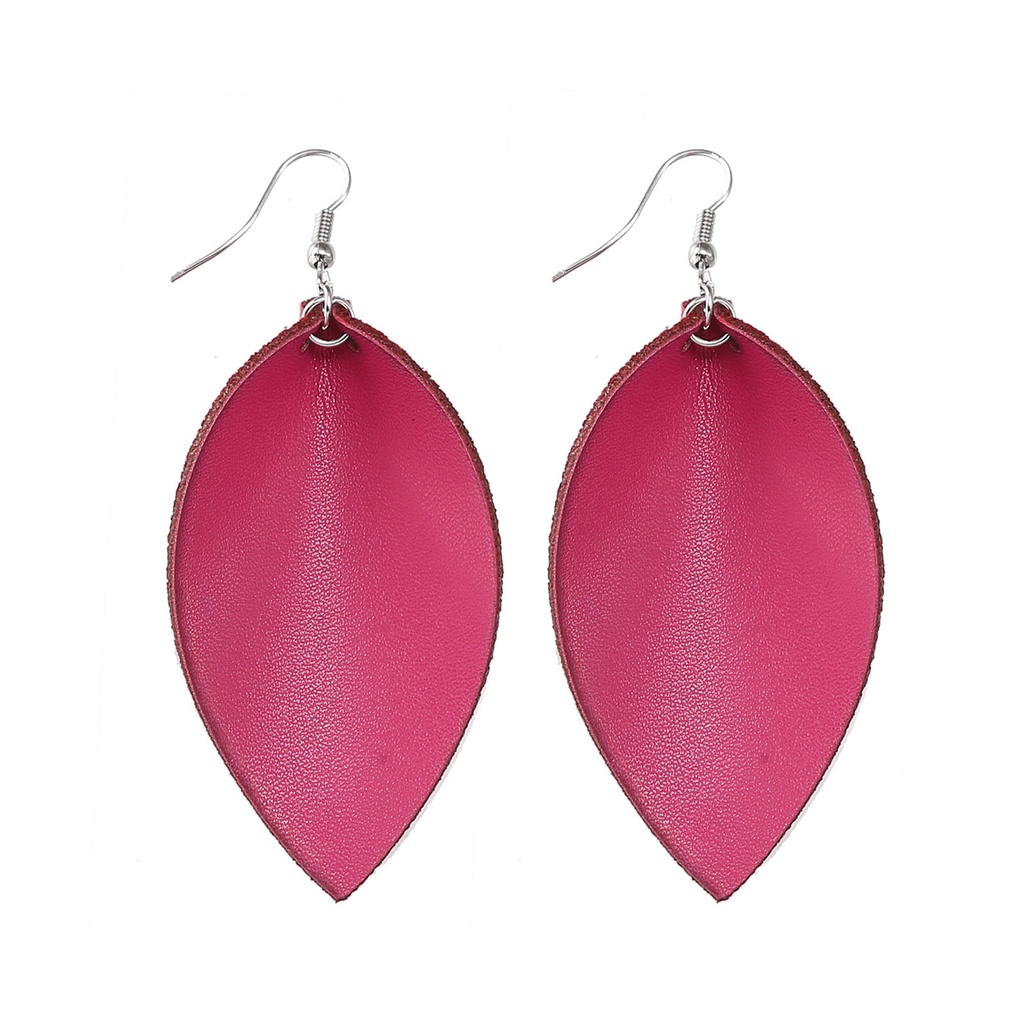 Hu Hu Hu Hu Hu Alat Bantu Pasang Kacamata♡ 1 Pasang Anting Kait Gantung Bentuk Daun Bahan Kulit Imitasi Gaya Etnik Untuk Pernikahan