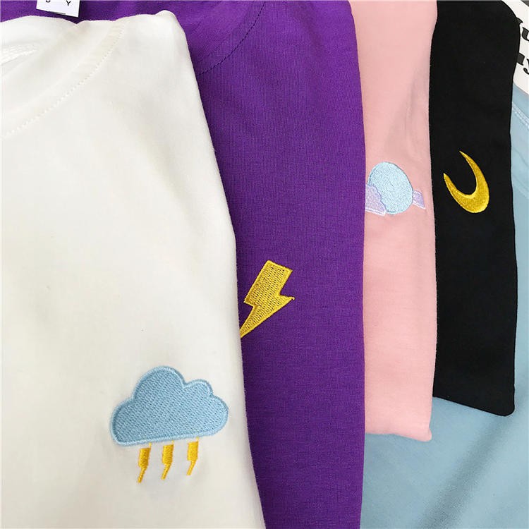 KOR-50 kaos import korea jepang bordir weather cute atasan wanita