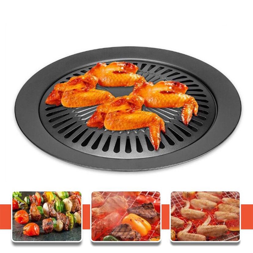 ALAT PEMANGGANG PIRING PEMANGGANG BBQ GRILL PAN DESAIN BULAT BAHAN TEFLON / ULTRA GRILL FREE PACKING BUBBLE FBL