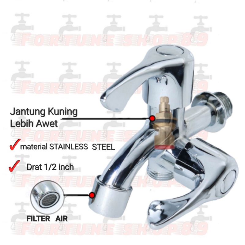 New Kran Shower Mandi Cabang Stainless Steel Kran Air Cabang 2