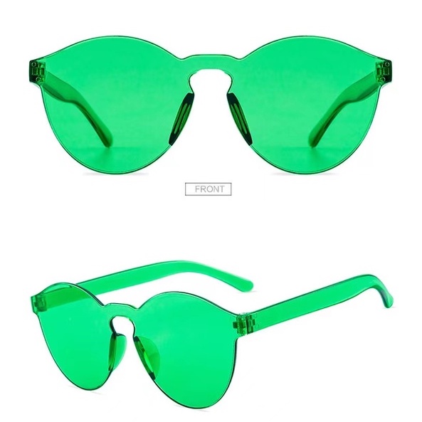 DIKIRIM DARI JAKARTA - Harga murah Kacamata Transparan Port Frameless Tren Pasangan kacamata Simple Kacamata Fashion-13 C2 hijau