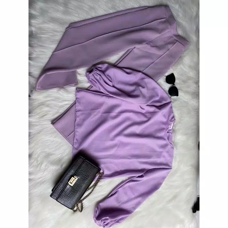 SET LILAC / Setelan wanita / pakaian wanita / baju lilac / kulot lilac / blouse balon / blouse lilac