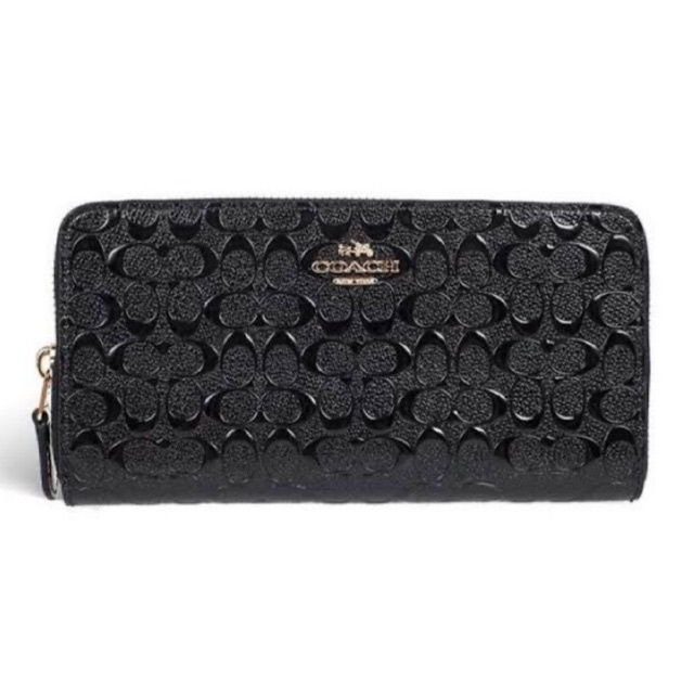 Coach Accordion Zip Wallet in Signature Debossed Patent Leather (F54805)