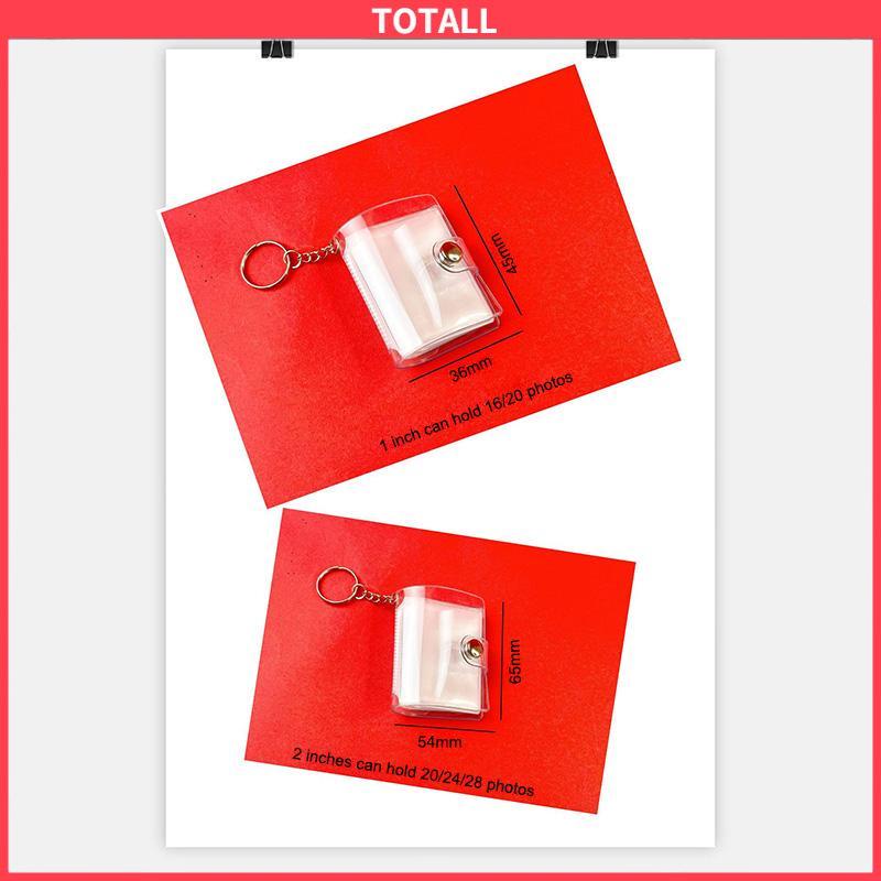 COD 1 &amp; 2 Inch Mini Photo Album 16 Pockets KeyRing Key Ring Shiny Transparent Foto Binder Kecil Card Holder Keychain Gantungan Kunci Jelly Color KPOP Koleksi Ganci pacar memory kenangan hadiah potret -Totall