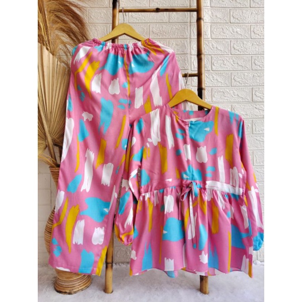 Set pajamas dewasa One set kemeja rayon set piyama wanita setcel rayon motif set rayon setelan rayon